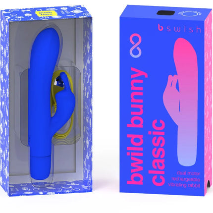 Blauer b swish bwild bunny dualmotor vibrierender wiederaufladbarer silikon vibrator im klassischen design