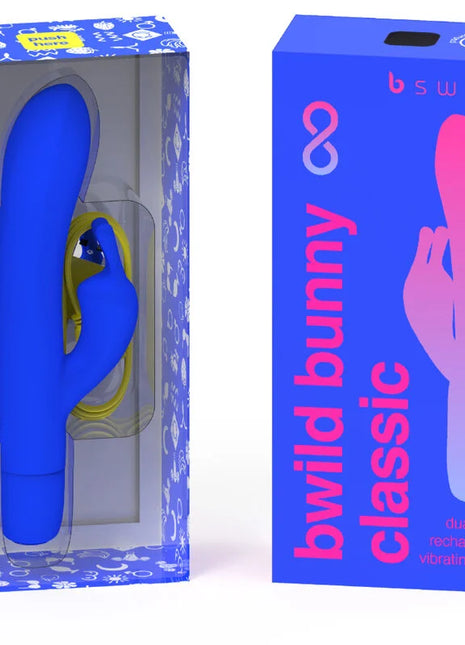 Blauer b swish bwild bunny dualmotor vibrierender wiederaufladbarer silikon vibrator im klassischen design