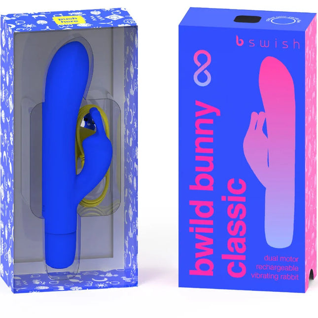 Blauer b swish bwild bunny dualmotor vibrierender wiederaufladbarer silikon vibrator im klassischen design