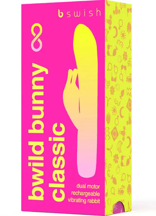 Helle pink und gelbe box für den bswish bwild bunny dualmotor wiederaufladbarer silikonvibrator