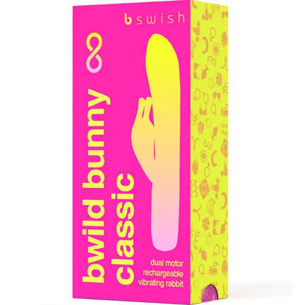 Helle pink und gelbe box für den bswish bwild bunny dualmotor wiederaufladbarer silikonvibrator