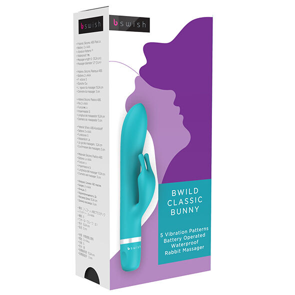 Teal farbener bswish bwild classic bunny rabbit vibrator mit glatter oberfläche und silbernem akzentband jade