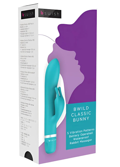 Teal farbener bswish bwild classic bunny rabbit vibrator mit glatter oberfläche und silbernem akzentband jade