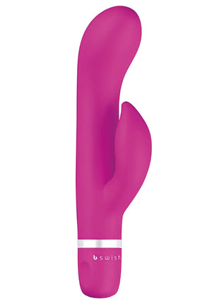 Ein lebhaft pinker b-swish bwild classic marine rabbit vibrator cerise mit glattem gebogenem design und silbernem akzentband