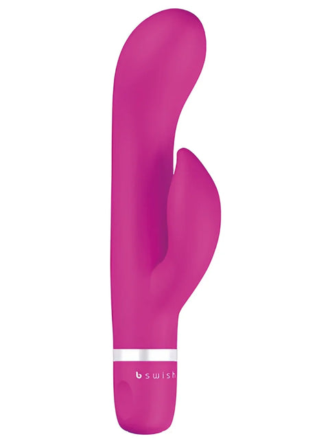 Ein lebhaft pinker b-swish bwild classic marine rabbit vibrator cerise mit glattem gebogenem design und silbernem akzentband