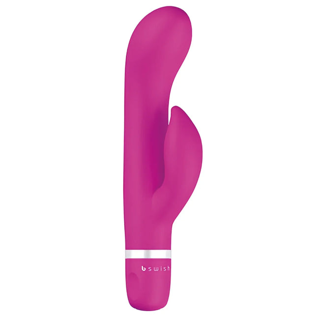 Ein lebhaft pinker b-swish bwild classic marine rabbit vibrator cerise mit glattem gebogenem design und silbernem akzentband
