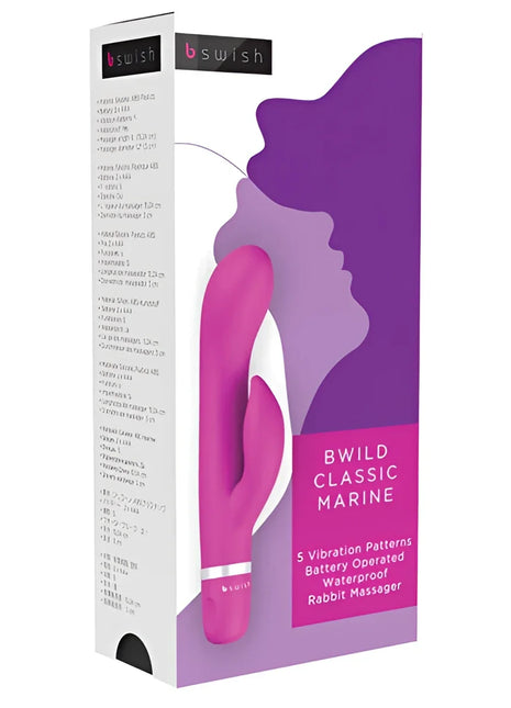 B swish bwild classic marine rabbit vibrator cerise in pink mit massager im verpackten zustand