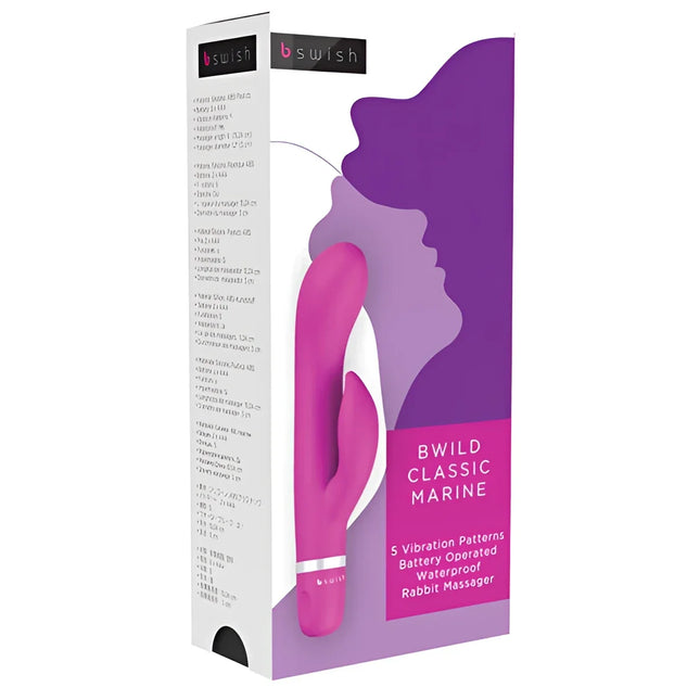 B swish bwild classic marine rabbit vibrator cerise in pink mit massager im verpackten zustand