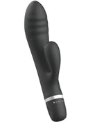 Schwarzer b swish bwild classic rabbit-vibrator mit glatter oberfläche und silbernem akzentband am fußende