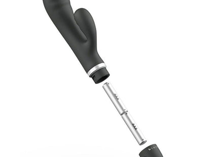 Schwarzer silikon vibrator in kaninchenform mit silbernem aaa batteriefach von b swish bwild classic schwarz