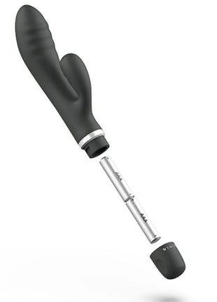 Schwarzer silikon vibrator in kaninchenform mit silbernem aaa batteriefach von b swish bwild classic schwarz