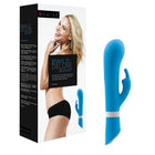 Blauer silikon bunny vibrator mit weißem ring am fuß b swish bwild deluxe jade edition