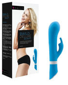 Blauer silikon bunny vibrator mit weißem ring am fuß b swish bwild deluxe jade edition