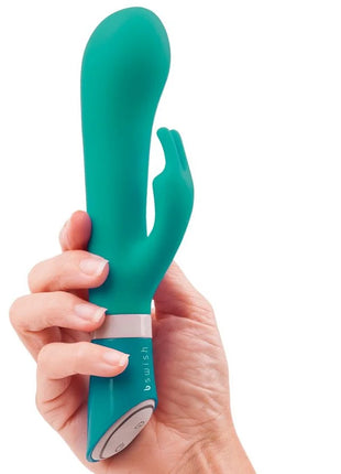 Tealfarbener bswish bwild deluxe bunny rabbit vibrator jade mit glatter oberfläche, gebogenem griff und fingerähnlicher spitze