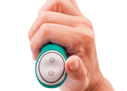 Teal und weißes ovales handheld vibratorgerät b swish bwild deluxe bunny rabbit vibrator jade mit zwei runden knöpfen