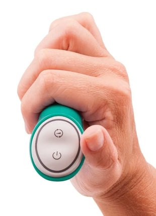 Teal und weißes ovales handheld vibratorgerät b swish bwild deluxe bunny rabbit vibrator jade mit zwei runden knöpfen