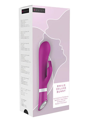 Ein lebhafter lila bswish bwild deluxe kaninchen vibrator mit ergonomischem design und silbernen akzenten raspberry
