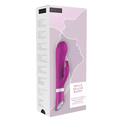 Ein lebhafter lila bswish bwild deluxe kaninchen vibrator mit ergonomischem design und silbernen akzenten raspberry