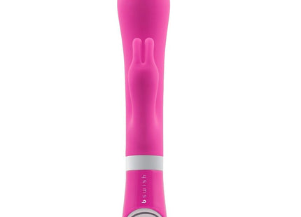 B swish bwild deluxe pink vibrierender hase mit glattem silikonkörper und silbernen steuerungstasten raspberry
