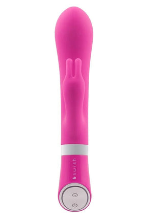 B swish bwild deluxe pink vibrierender hase mit glattem silikonkörper und silbernen steuerungstasten raspberry