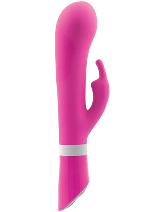 Rosafarbener silikon rabbit vibrator mit weißem ring am boden b swish bwild deluxe bunny rabbit vibrator raspberry