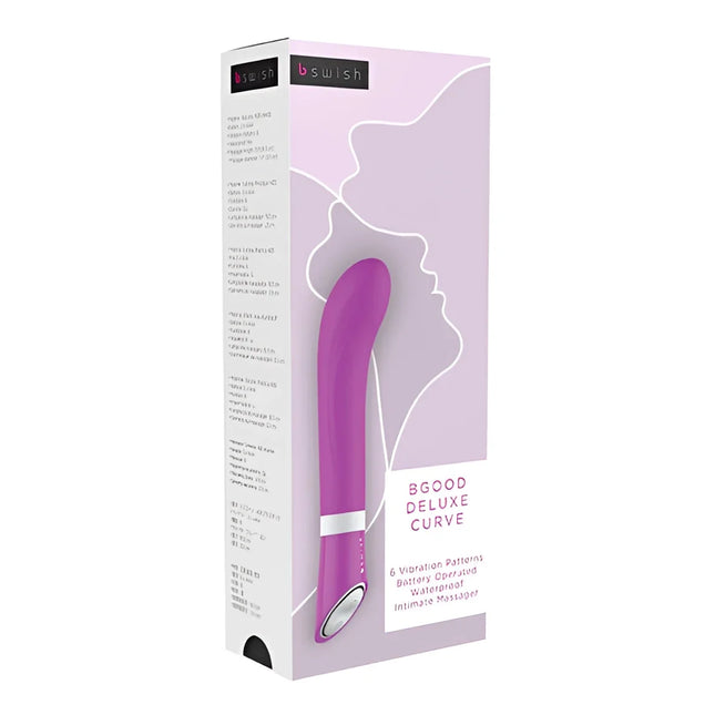 B swish b good deluxe curve flieder intimer massager in lila mit schlankem design und silbernem akzentband