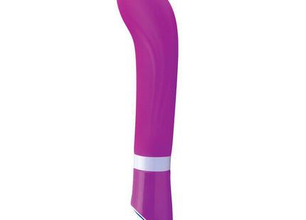 Lila silikon vibrierender wand b swish b good deluxe curve flieder mit weißem ring und gebogenem spitzenende