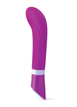 Lila silikon vibrierender wand b swish b good deluxe curve flieder mit weißem ring und gebogenem spitzenende
