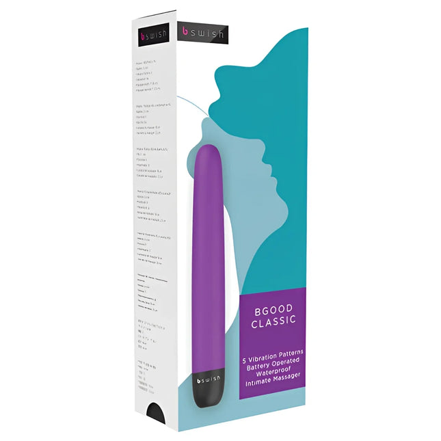 Lila b swish guter klassischer himbeer massager mit glattem körper und schwarzer grundlage