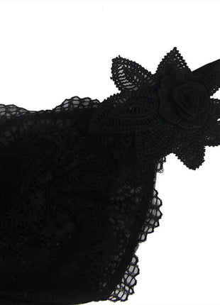 Babydoll aus Spitze & Tüll mit Blumendetails in Schwarz - Babydoll