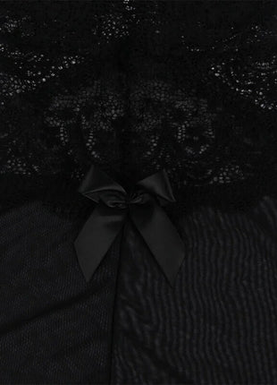 Babydoll aus Spitze & Tüll mit Blumendetails in Schwarz - Babydoll