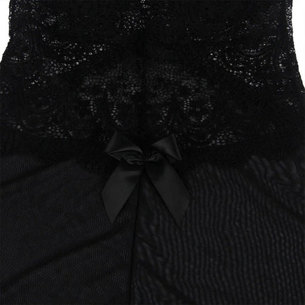 Babydoll aus Spitze & Tüll mit Blumendetails in Schwarz - Babydoll