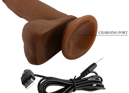 Brauner silikon usb wiederaufladbarer realistischer dildo 21 cm mulatte mit rundem ladeanschluss und kabel