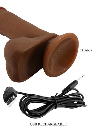 Brauner silikon usb wiederaufladbarer realistischer dildo 21 cm mulatte mit rundem ladeanschluss und kabel