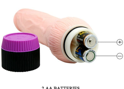 Pinkfarbener silikon-vibrator mit lila und schwarzer batterieabdeckung baile adour club 22 cm breite basis