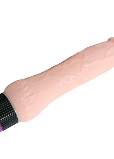 Pink silikon realistischer vibrator mit schwarzer und violetter strukturkappe breite basis 22 cm