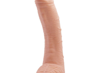 Peachfarbener silikon dildo mit strukturierter grifffläche und realistischer 27 cm hautoptik von baile