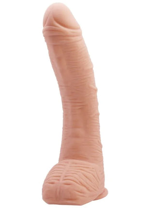 Peachfarbener silikon dildo mit strukturierter grifffläche und realistischer 27 cm hautoptik von baile