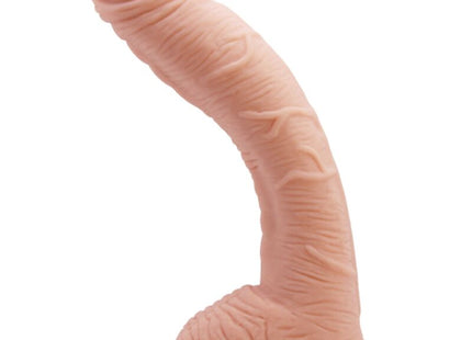 Peachfarbener silikon dildo von baile 27 cm mit realistischer hautstruktur und gebogener form