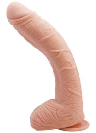 Peachfarbener silikon dildo von baile 27 cm mit realistischer hautstruktur und gebogener form