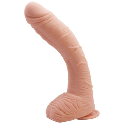 Peachfarbener silikon dildo baile alex mit realistischer textur und gebogenem design 27 cm lang