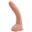 Peachfarbener silikon dildo mit realistischer struktur und gebogenem design von baile alex 27 cm lang