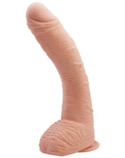 Peachfarbener silikon dildo mit realistischer struktur und gebogenem design von baile alex 27 cm lang