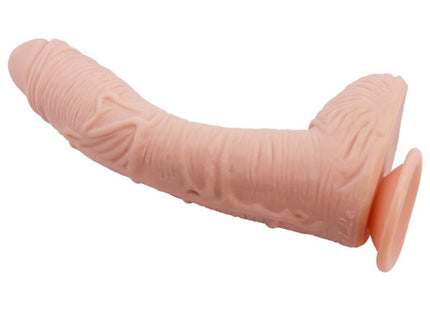Pinkfarbener silikon dildo mit realistischer struktur und abgerundetem kopf von baile 27 cm