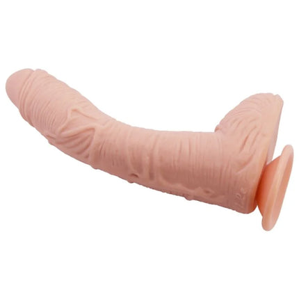 Pinkfarbener silikon dildo mit realistischer struktur und abgerundetem kopf von baile 27 cm
