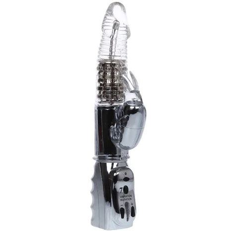 Baile amour raketen transparenter rotator 26.5 cm klarer plastik und chrom fertiger kaninchen vibrator mit strukturierter grifffläche
