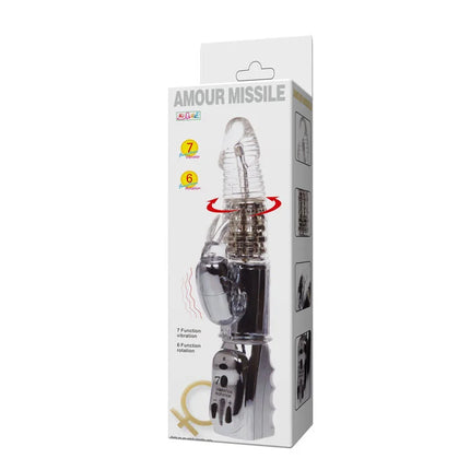 Baile amour raketen transparenter rotator 26 5 cm klar und silberner 7 funktionen vibrationsspielzeug mit strukturierter griffhand