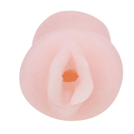 Rosafarbener silikon-anal-plug mit zentraleröffnung und strukturierter innenfläche aus baile angel soft touch masturbatorhülse vagina