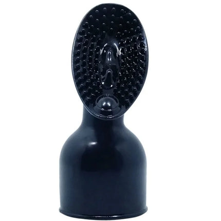 Schwarzes glänzendes silikon kopfband mit strukturierter punktoberfläche und zentraler vertiefung für klitorisstimulations massager aus der baile serie