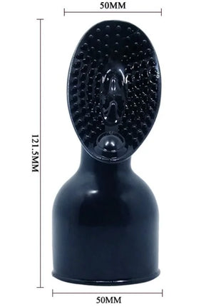 Schwarzer silikonaufsatz mit strukturierter punktoberfläche und zentraler wölbung für klitorisstimulations massager von baile